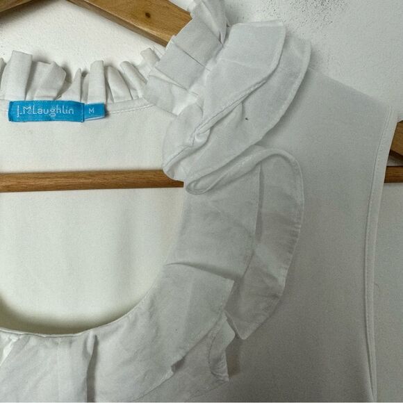 J. McLaughlin Durham White Ruffle Neck Tank Top Sleeveless Blouse Size medium - Picture 10 of 11